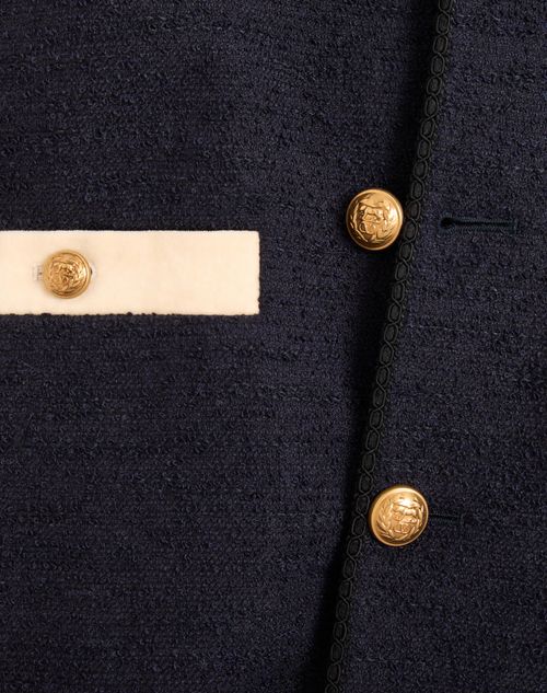 Valentino - Cotton Tweed Bomber - Navy - Man - Outerwear