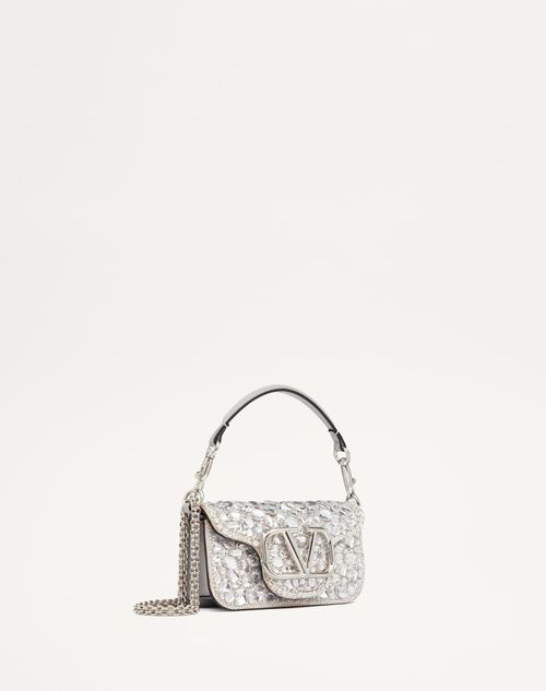 Valentino Garavani - Petit Sac Porté Épaule Locò Orné De Cristaux - Argent - Femme - Sacs Porté Épaule