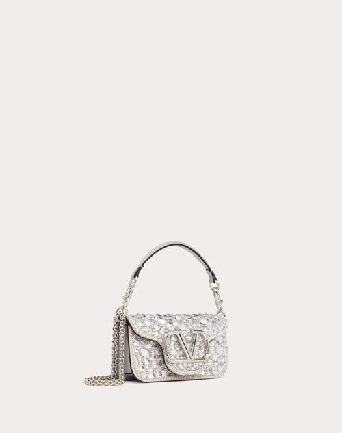 Valentino Garavani - Small Locò Shoulder Bag With Crystals - Silver - Woman - Shoulder Bags