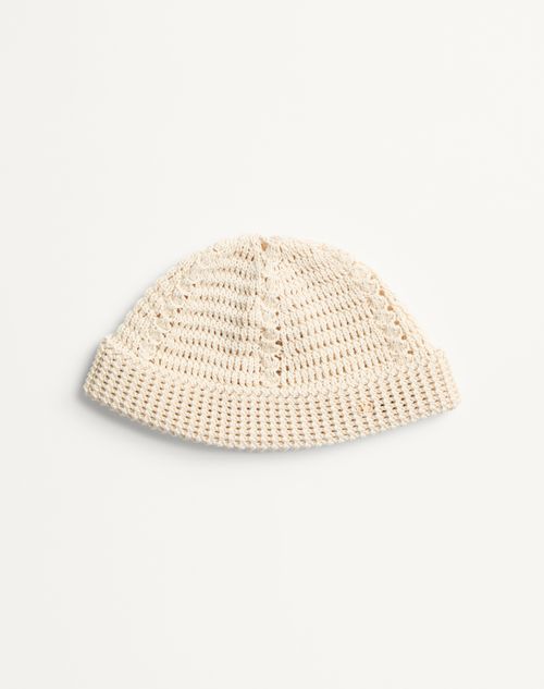 Valentino Garavani - Vlogo Signature Knitted Cotton Beanie - Butter - Man - Hats And Gloves