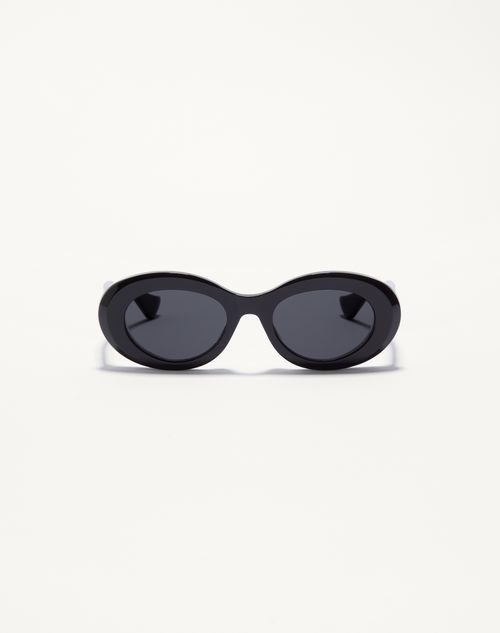 Valentino - Oval Acetate Eyewear - Black/grey - Woman - Eyewear