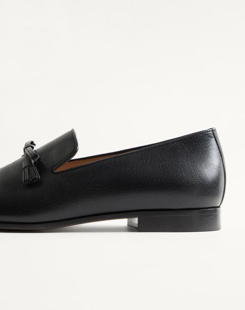 Valentino Garavani - Babouchoes Kidskin Loafer - Black/bark Brown - Man - Loafers And Driver