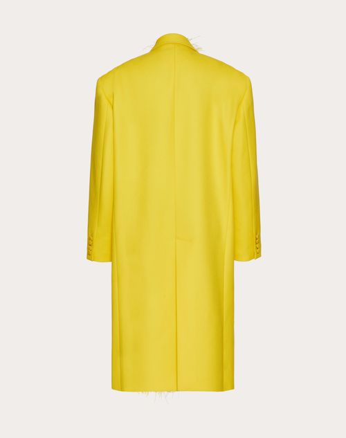 Valentino - Cappotto In Dry Tailoring Wool Ricamato - Tuscan Sun - Donna - Cappotti E Outerwear