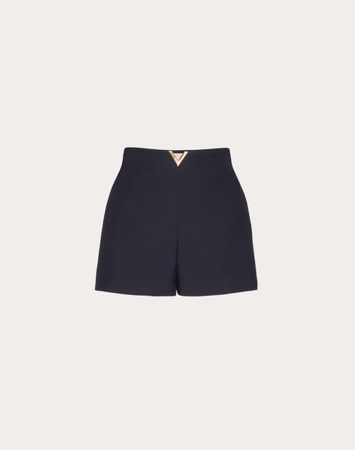Valentino - Short En Crêpe Couture - Bleu Marine - Femme - Shorts Et Pantalons