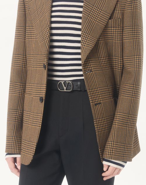 Valentino Garavani - Vlogo Signature Belt In Shiny Calfskin 30 Mm - Black - Man - Belts - M Accessories