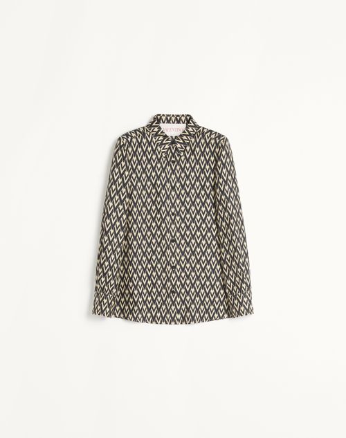 Valentino - Toute La V Twill Shirt - Black/cream - Woman - Shirts And Tops