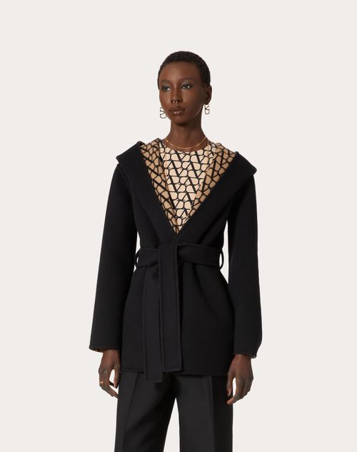 Valentino Cappotto In Double Coat Toile Iconographe In Black