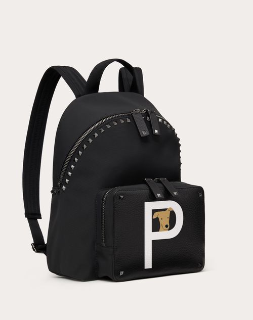 Valentino Garavani - Valentino Garavani Rockstud Pet Customizable Backpack - Black/white - Man - Rockstud Pet - Bags