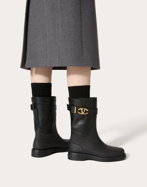 Vlogo The Bold Edition Boot In Rubber And Calfskin 35mm for Woman in Black Valentino SA