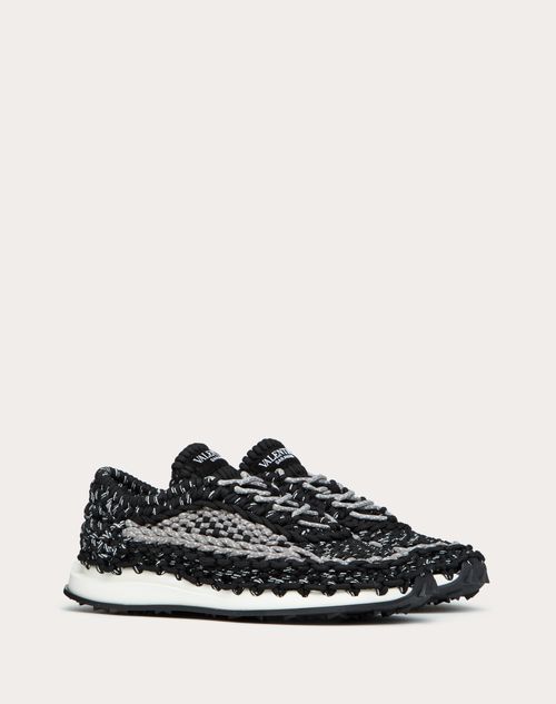 Valentino Garavani - Valentino Garavani Crochet Sneaker In Fabric - Black - Man - Man Shoes Sale