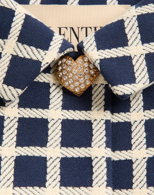 Valentino - Wool Jacket With Windowpane Check Pattern - Blue - Woman - Jackets And Blazers
