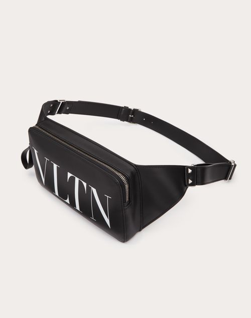 Leather Vltn Belt Bag for Man in Black/white | Valentino US