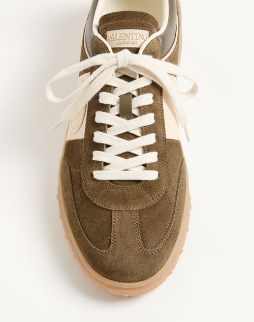Valentino Garavani - Upvillage Low Top Trainer In Split Leather And Calfskin Nappa Leather - Military Green/ivory - Man - Sneakers
