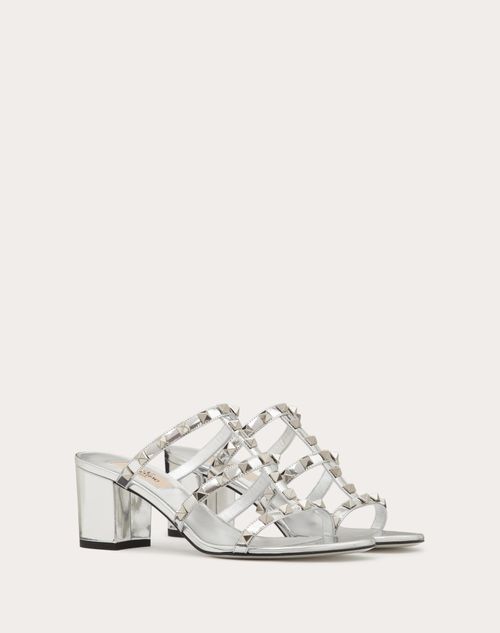 Valentino Garavani - Rockstud Mirror-effect Slide Sandal 60mm - Silver - Woman - Sandals