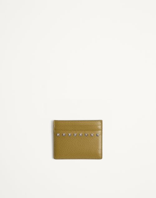 Valentino Garavani - Portacarte Valentino Garavani Rockstud In Vitello Granato - Matcha - Uomo - Portafogli E Piccola Pelletteria