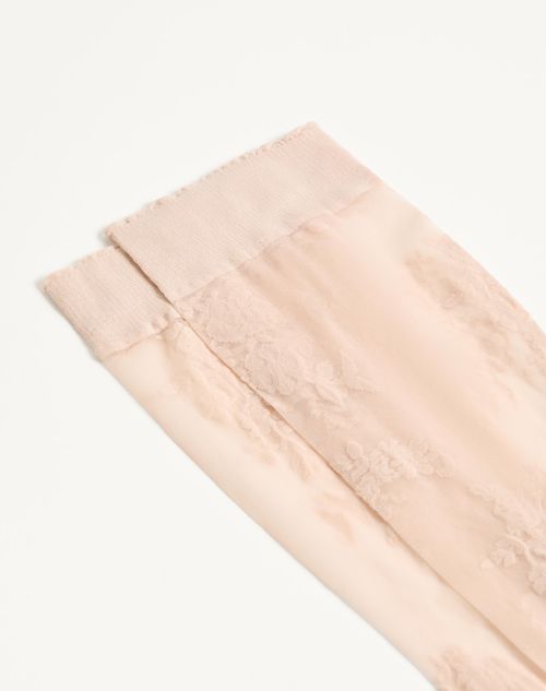 Valentino - Floral Lycra Knee-high Socks - Birch - Woman - Soft Accessories