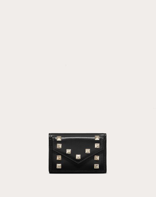 Valentino Garavani - Small Rockstud Calfskin Wallet - Black - Woman - Wallets And Small Leather Goods