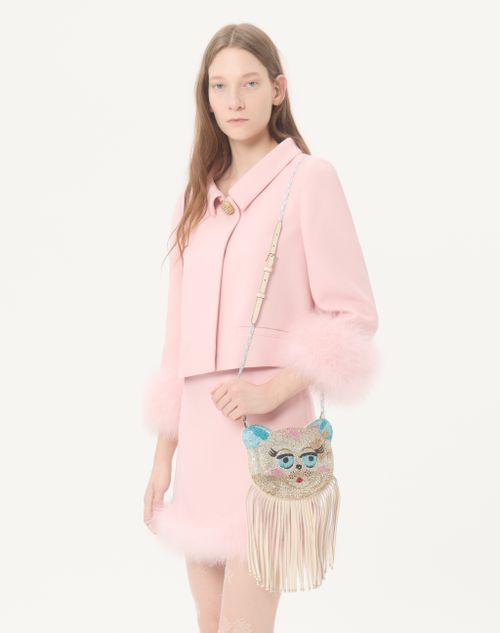 Valentino Garavani - Valentino Garavani Le Chat De La Maison Shoulder Bag With Rhinestones - Butter - Woman - Clutches