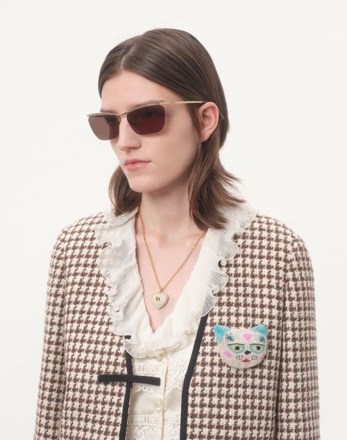 Valentino Garavani - Coeur Royal Necklace In Metal, Enamel And Swarovski® Crystals - Gold/black/crystal - Woman - Jewellery