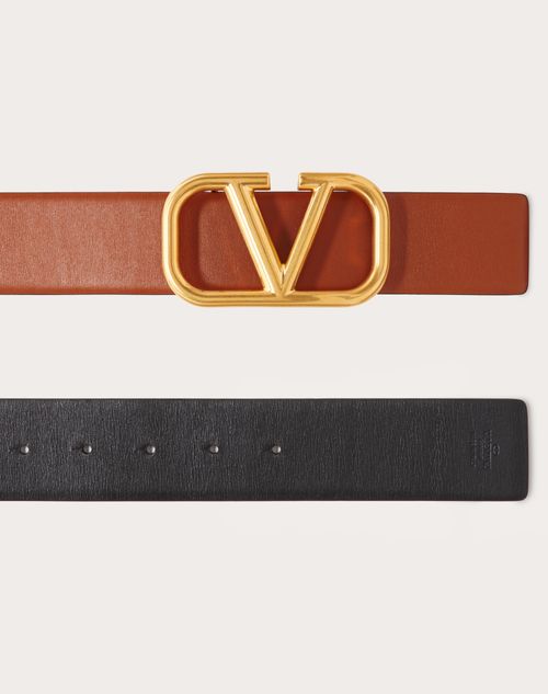 VLOGO SIGNATURE REVERSIBLE BELT, IN ELK PRINT CALFSKIN 40MM