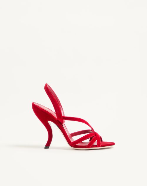 Valentino Garavani - Fetishique Velvet Sandal 105mm - Rosso Valentino - Woman - Sandals