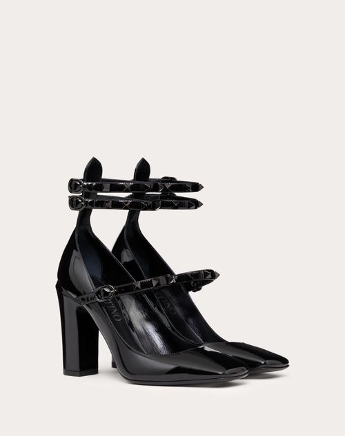 Valentino Garavani - Valentino Garavani Tan-go Patent Leather Pump With Straps 100mm - Black - Woman - Shoes