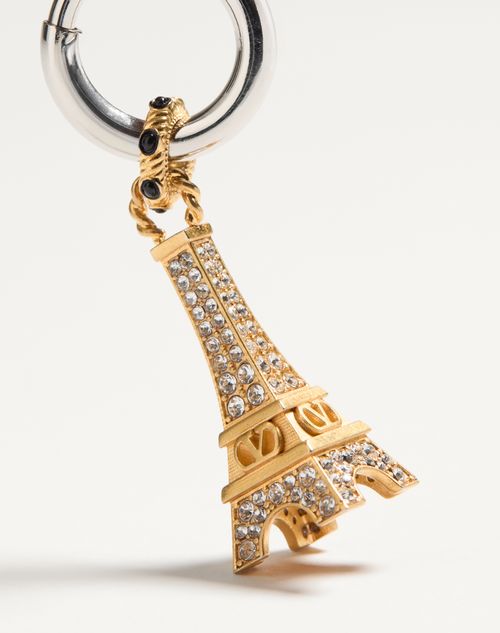 Valentino Garavani - Chez Valentino Single Earring In Metal And Swarovski® Rhinestones - Palladium/antique Brass - Man - Jewelry