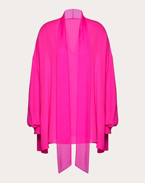 Valentino - Georgette Top - Pink Pp - Woman - Shirts And Tops