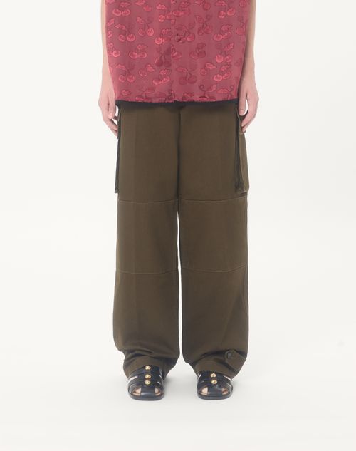 Valentino - Valentino Cargo Trousers In Cotton Gabardine - Military Green - Man - Trousers And Shorts
