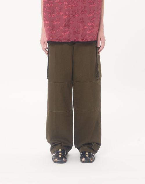 Valentino - Pantalon Cargo Valentino En Gabardine De Coton - Vert Militaire - Homme - Prêt-à-porter
