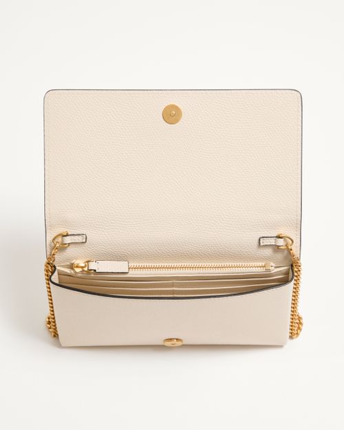 Valentino Garavani - Vlogo Signature Grainy Calfskin Wallet With Chain - Light Ivory - Woman - Clutches