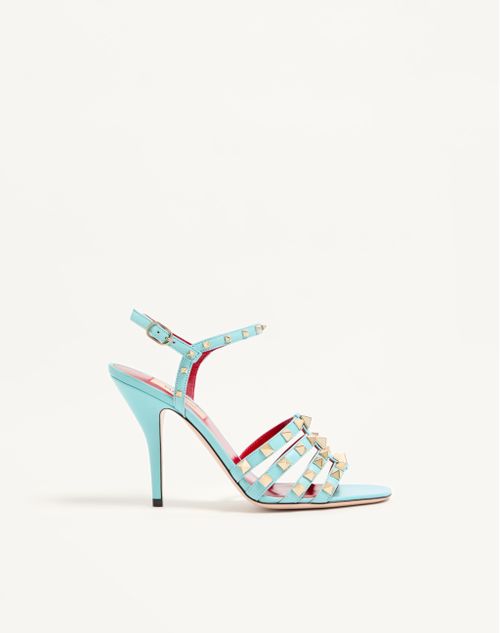 Valentino Garavani - Rockstud Kidskin Sandal 100mm - Azure - Woman - Sandals