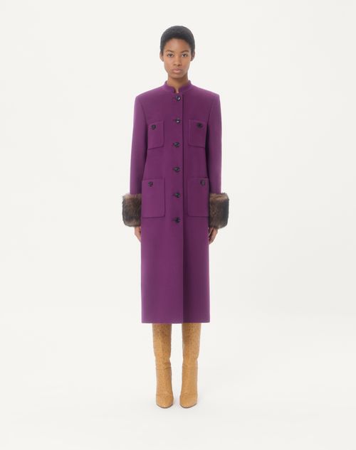 Valentino - Compact Drap Coat - Purple - Woman - Coats And Outerwear