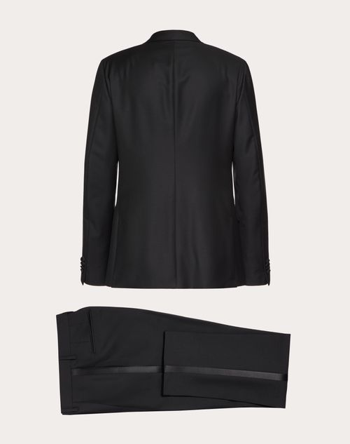 Valentino - Wool Dinner Suit With Embroidered Floral Patch - Black - Man - Coats And Blazers