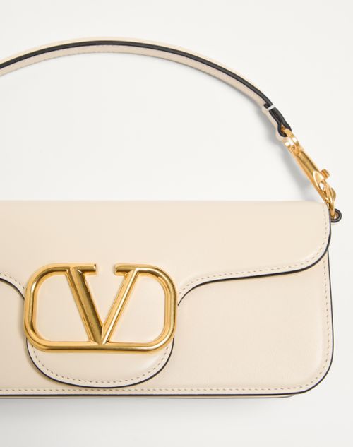 Valentino Garavani - Valentino Garavani Locò Calfskin Shoulder Bag - Light Ivory - Woman - Shoulder Bags