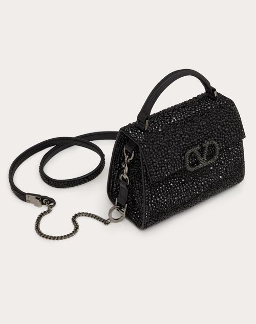 Mini Sac À Main Vsling Avec Broderie Étincelante pour Femme en Noir