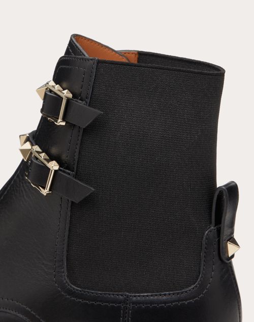 Valentino Garavani - Rockstud Calfskin Ankle Boot 20 Mm - Black - Woman - Boots