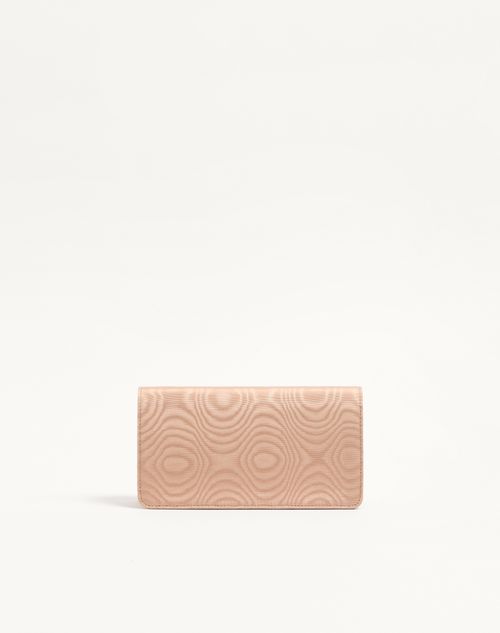 Valentino Garavani - Vlogo Signature Chain Wallet In Moiré Fabric With Jewel Logo - Pink/crystal - Woman - Wallets And Small Leather Goods