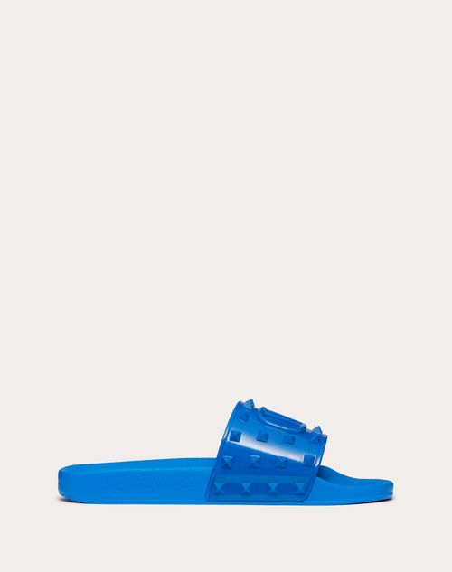 Valentino Garavani - Rubber Summer Vlogo Signature Slide Sandal - Blue - Man - Sandals