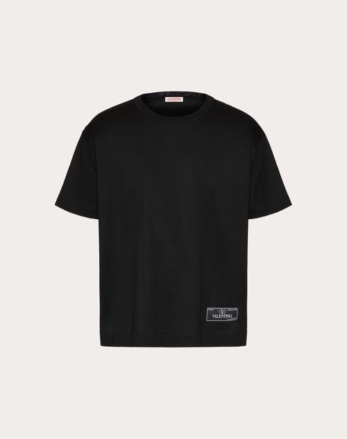 Valentino - T-shirt In Cotone Con Etichetta Sartoriale Maison Valentino - Nero - Uomo - T-shirt E Felpe