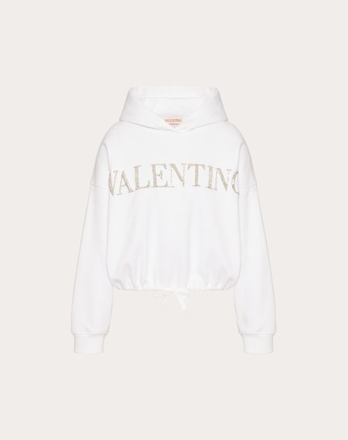 Valentino - Besticktes Sweatshirt Aus Jersey - Weiß - Frau - T-shirts & Sweatshirts