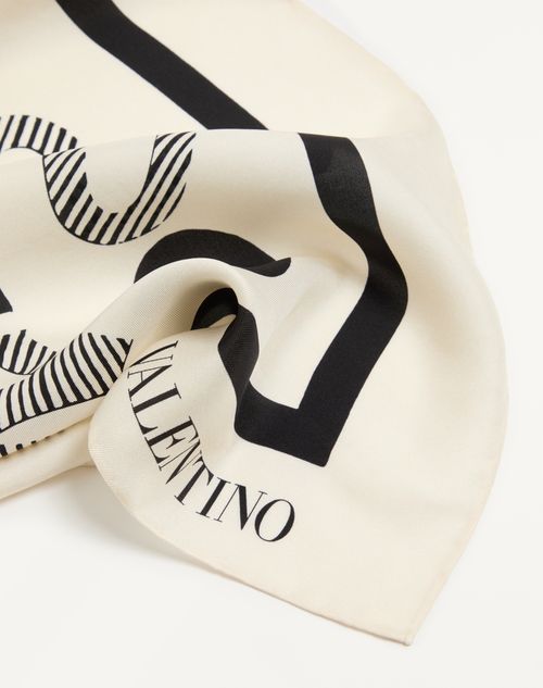 Valentino Garavani - Le Fou De L'archive Silk Scarf From The Valentino Archive - Butter/black - Woman - Soft Accessories