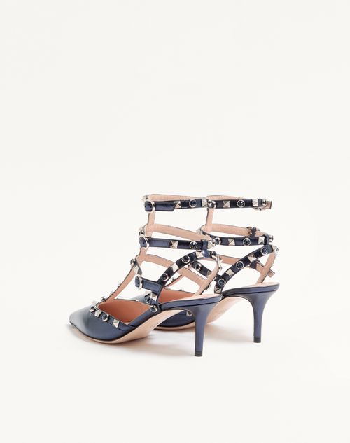 Valentino Garavani - Décolleté Rockstud In Nappa Laminata Con Cabochon 65mm - Navy - Donna - Décolleté