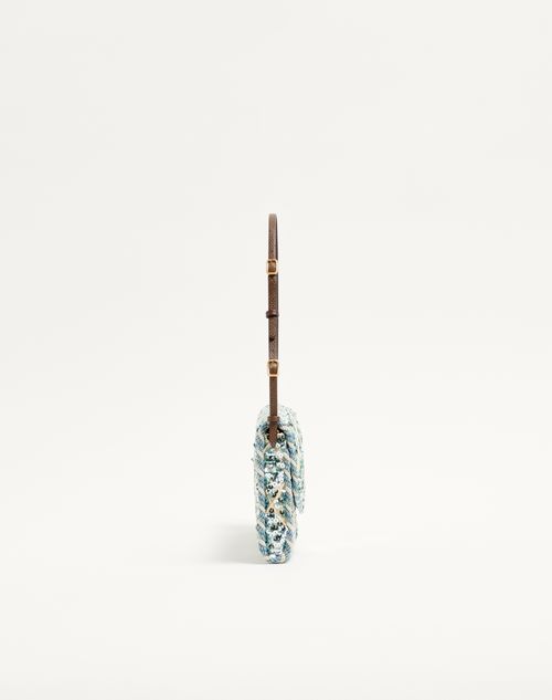 Valentino Garavani - Valentino Garavani Devain Small Shoulder Bag With Rhombelle Embroidery - Sky Blue - Woman - Shoulder Bags