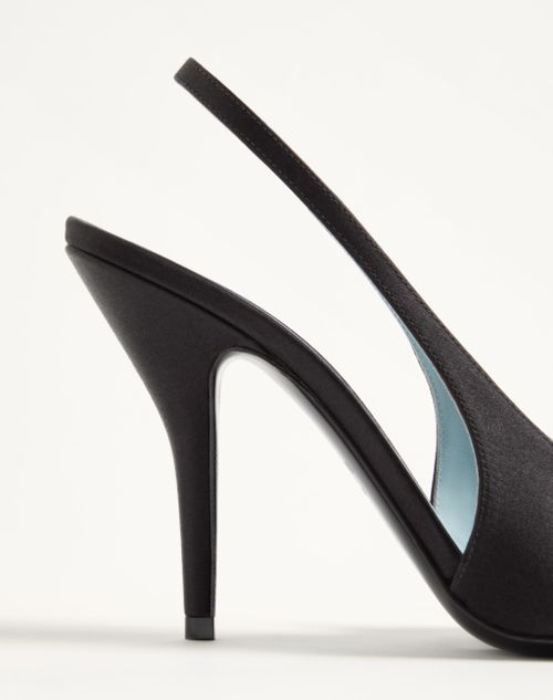 Valentino Garavani - Coeur Royal Satin Slingback Pump 100mm - Black/crystal - Woman - Pumps And Slingbacks