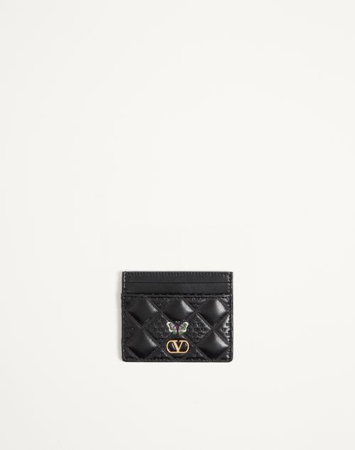 Valentino Garavani - Valentino Garavani Flutterby Cardholder In Shiny Nappa Leather With Butterfly Embroidery - Black - Woman - Accessories