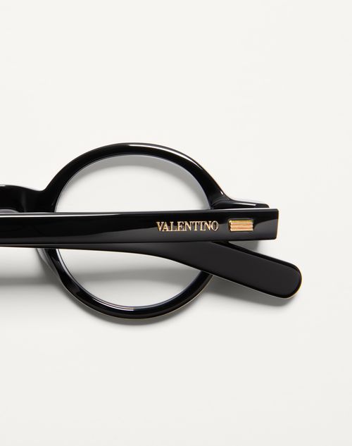 Valentino - Bizarre Circle Glasses With Crystals In Acetate - Black/crystal - Unisex - Eyewear