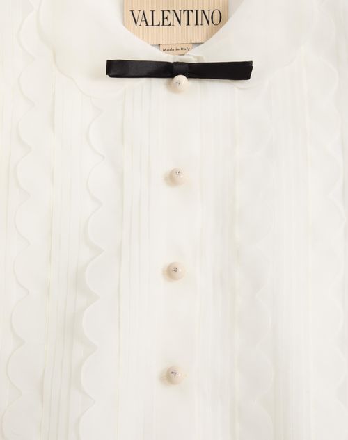 Valentino - Organza Shirt - Ivory - Woman - Shirts & Tops