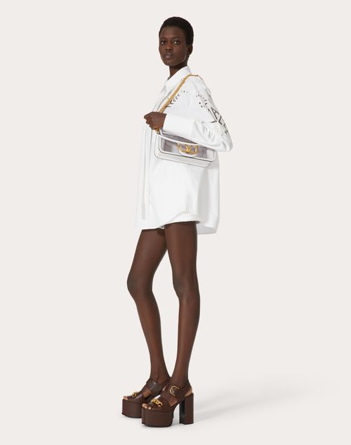 Valentino - Chemise En Popeline De Coton Brodée - Blanc Optique - Femme - Chemises Et Tops