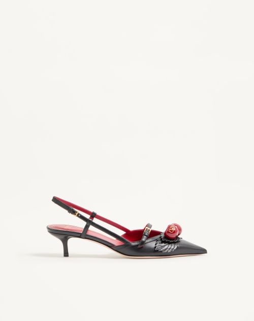 Valentino Garavani - Cherryfic Slingback Pumps In Kid 45mm - Black - Woman - Pumps And Slingbacks